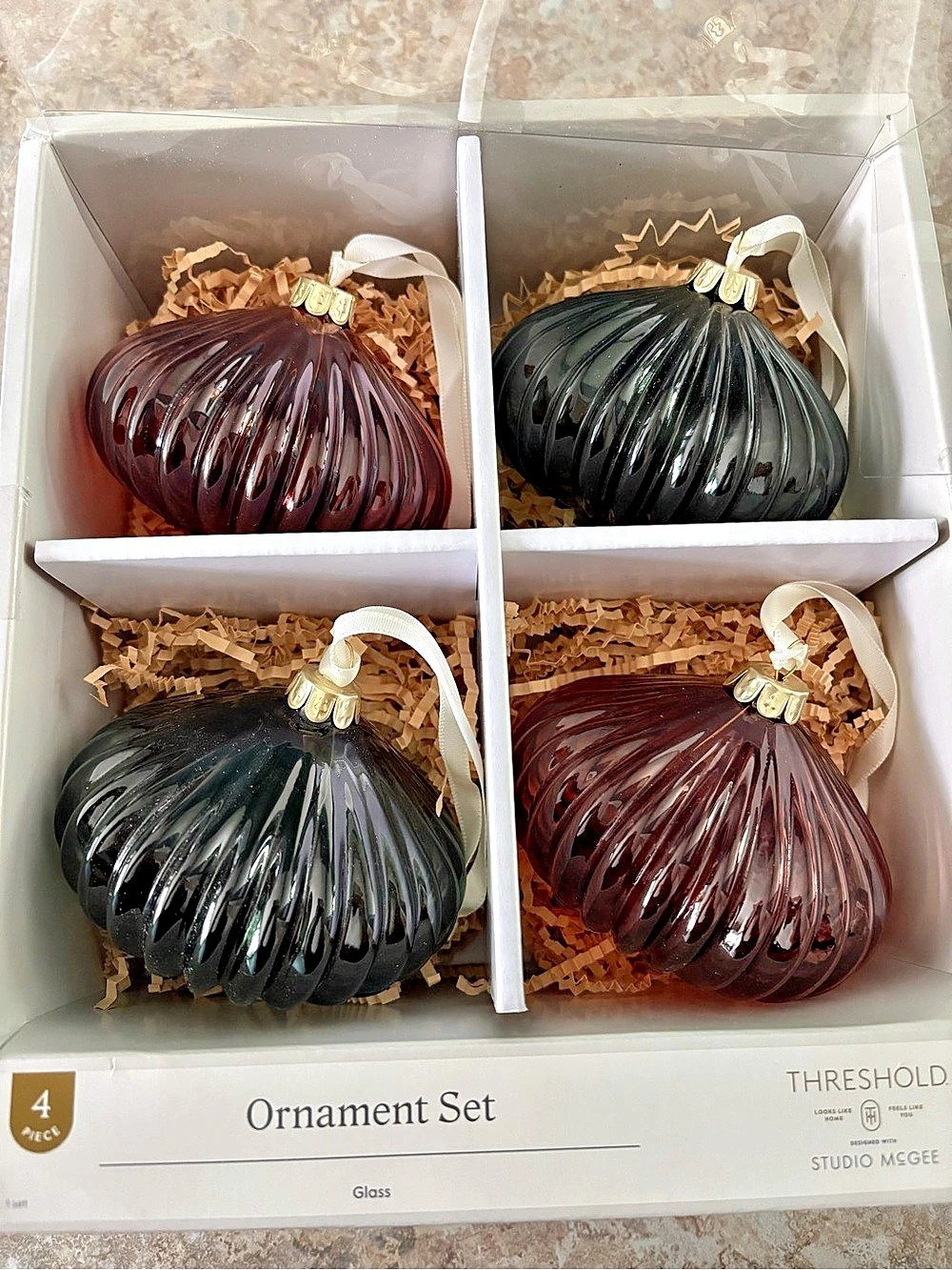 Studio McGee + Threshold Set of 4 Luxe Glass Ornaments